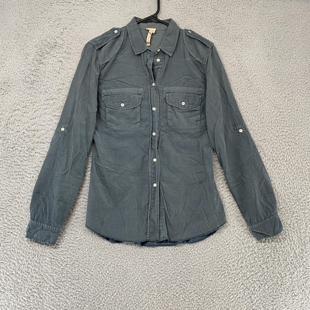 Wilfred Free Jacket Womens XS Blue‎ Utility Military Shirt Button Up Long Sleeve